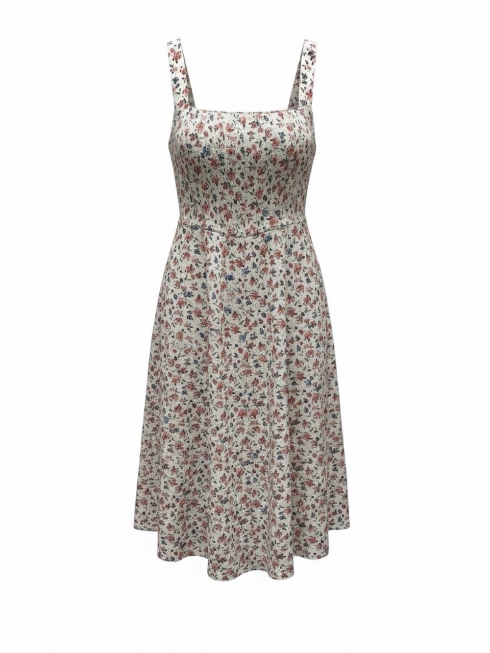 Old Navy Cream Midi Floral Dress- Linen Blend